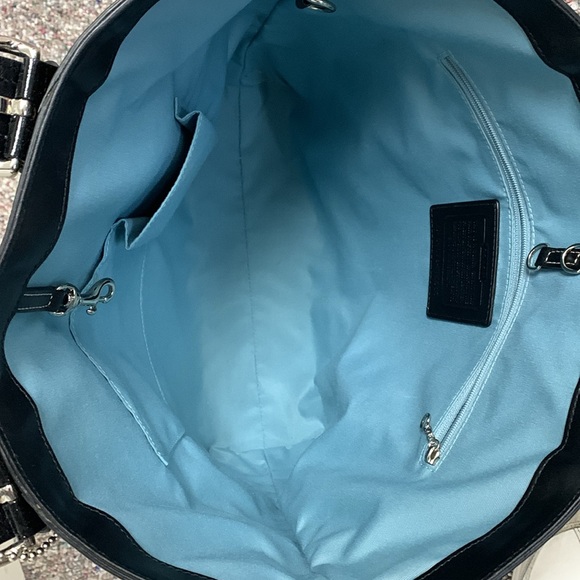 Coach Patchwork Canvas Tote with patent leather handles tag also silver hardware - Picture 3 of 12